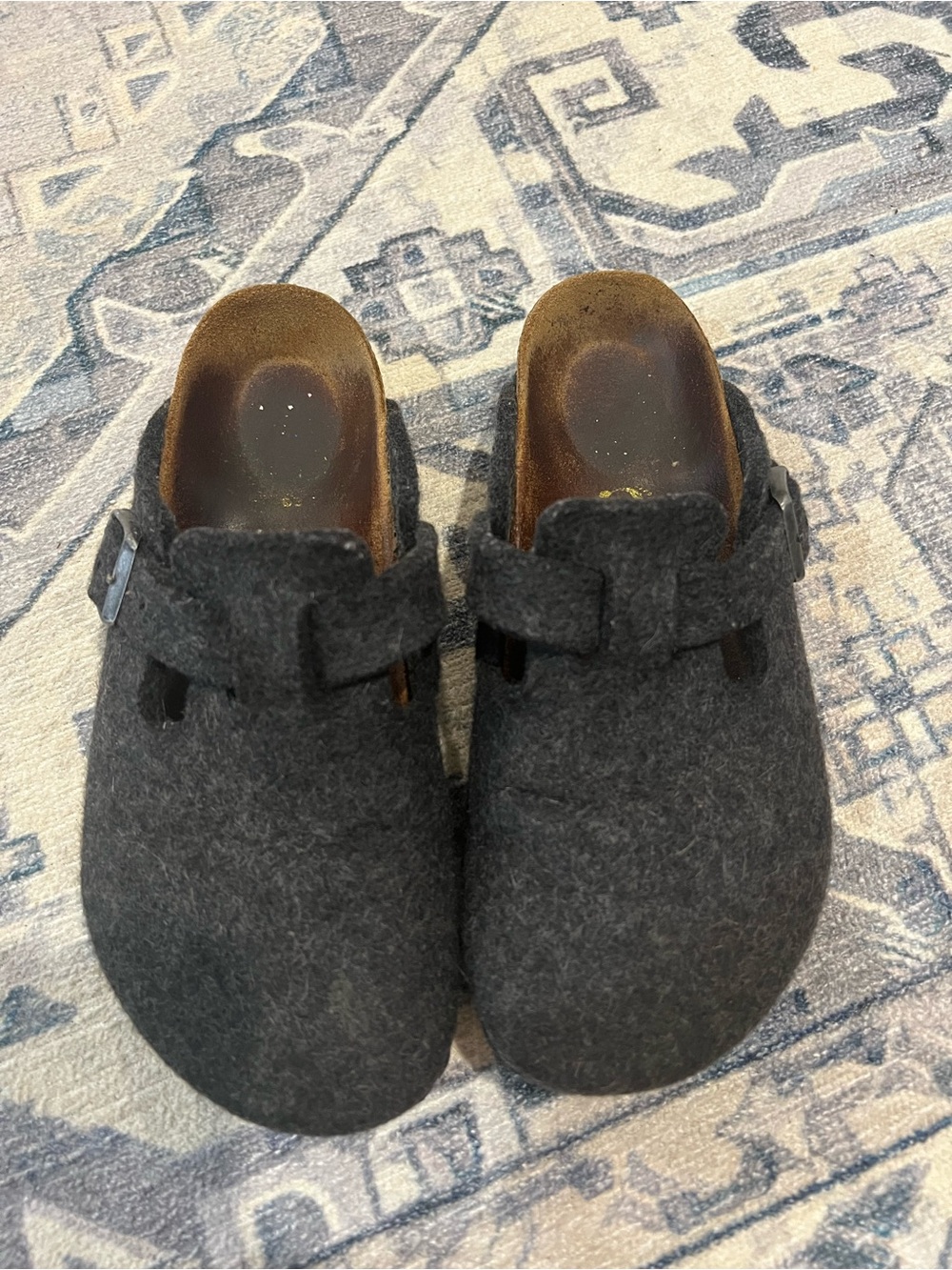 Birkenstock Boston Black Wool Felt Clogs EU 37 Women’s Buckle Slip On
